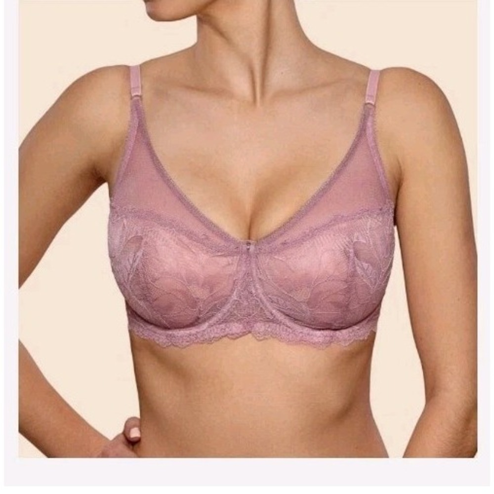Ajour Soft Full Coverage Lace Sheer Bra‎ in Ash Rose 34E
